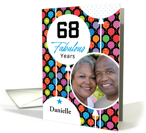 68th Birthday Colorful Floating Balloons With Stars And Dots card