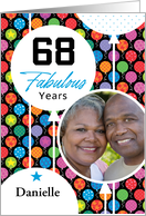68th Birthday Colorful Floating Balloons With Stars And Dots card