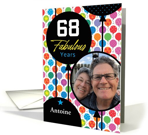 68th Birthday Colorful Floating Balloons With Stars And Dots card