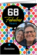 68th Birthday Colorful Floating Balloons With Stars And Dots card