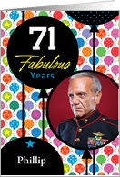 71st Birthday Colorful Floating Balloons With Stars And Dots Photo Card