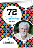 72nd Birthday Colorful Floating Balloons With Stars And Dots Photo Card
