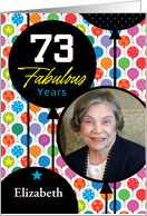 73rd Birthday Colorful Floating Balloons With Stars And Dots Photo Card