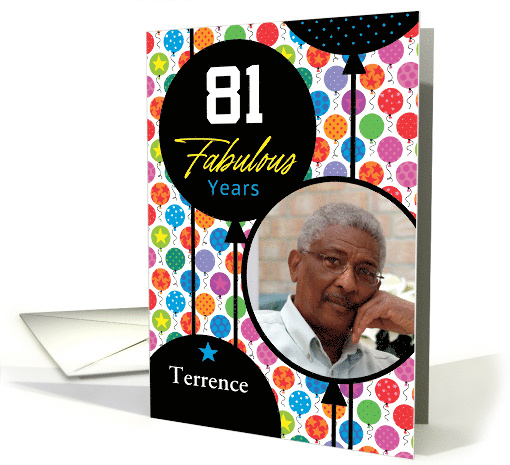81st Birthday Floating Balloons With Stars And Dots Photo card