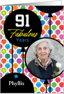 91st Birthday Floating Balloons Photo Card
