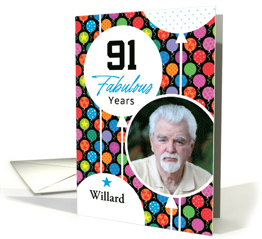 91st Birthday Floating Balloons Photo card (1749866)
