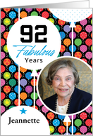 92nd Birthday Floating Balloons Photo Card