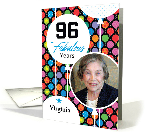 96th Birthday Floating Balloons Photo card (1749886)