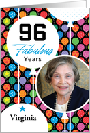 96th Birthday Floating Balloons Photo Card
