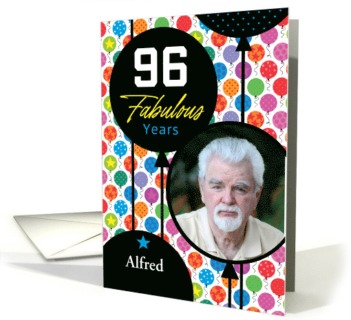 96th Birthday Floating Balloons Photo card (1749888)