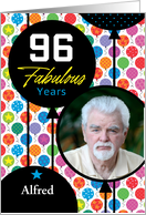 96th Birthday Floating Balloons Photo Card