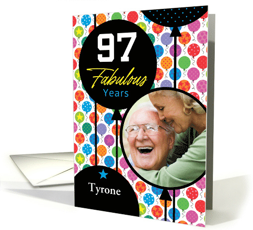 97th Birthday Floating Balloons Photo card (1749966)