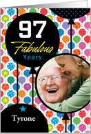 97th Birthday Floating Balloons Photo Card