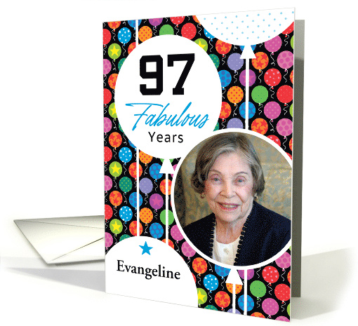 97th Birthday Floating Balloons Photo card (1749968)