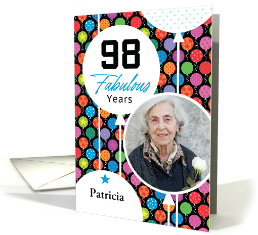 98th Birthday Floating Balloons Photo card (1749970)