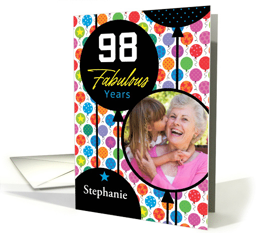 98th Birthday Floating Balloons Photo card (1749972)