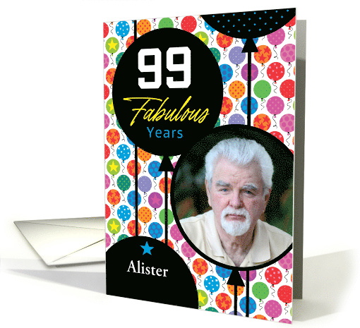 99th Birthday Floating Balloons Photo card (1749974)