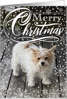 Custom Photo Merry Christmas Snowflake Typography card