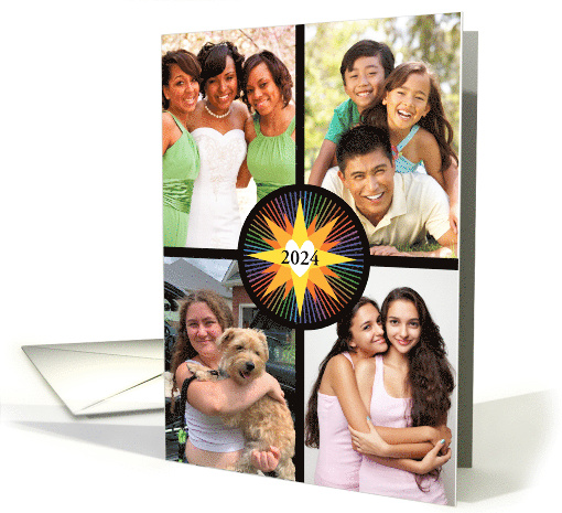 4 Custom Photos Star Rainbow Rays Heart card (1753250)