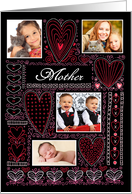 Mother 4 Custom Photos Decorative Hearts Valentine card