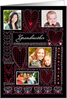 Grandmother 4 Custom Photos X O Hearts Valentine card