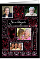 Granddaughter 4 Custom Photos X O Hearts Valentine card
