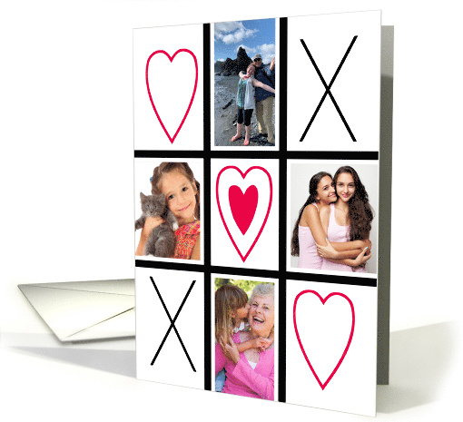 Tic-Tac-Toe Heart 4 Custom Photo Valentine card (1754440)