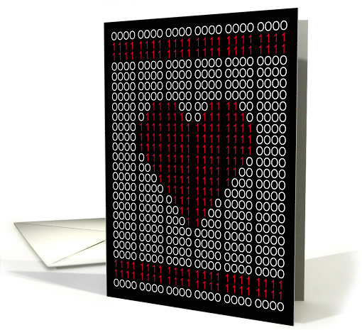 Valentine Binary Code Red Heart Black White card (1754604)