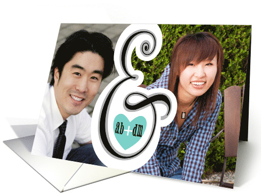 Custom Photo Engagement Announcement Ampersand Heart card (1754684)