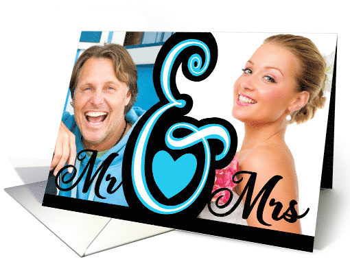 Custom Photo Wedding Congratulations Ampersand Red Heart card