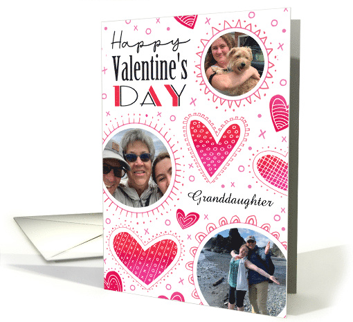 Granddaughter Custom Photos Valentine XO Hearts card (1754780)