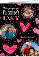 Dear Friend Custom Photos Valentine XO Hearts card