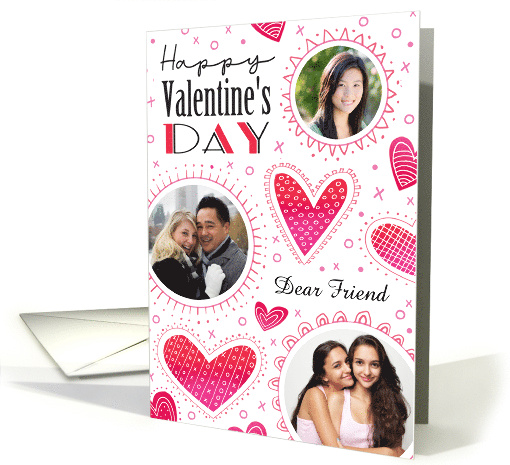 Dear Friend Custom Photos Valentine XO Hearts card (1754822)