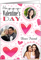Dear Friend Custom Photos Valentine XO Hearts card