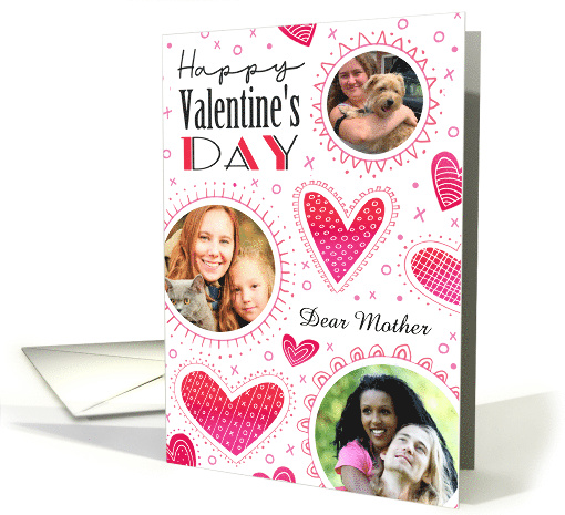 Dear Mother Custom Photos Valentine XO Hearts card (1754824)