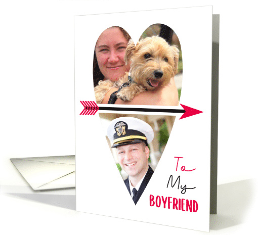 Boyfriend Custom Photo Valentine Red Arrow And Heart card (1755082)