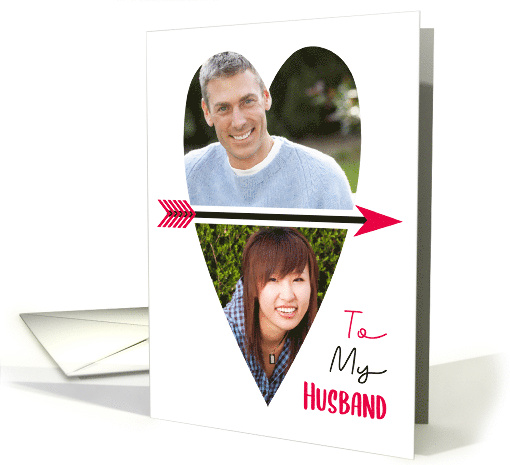 Husband Custom Photo Valentine Red Arrow And Heart card (1755090)