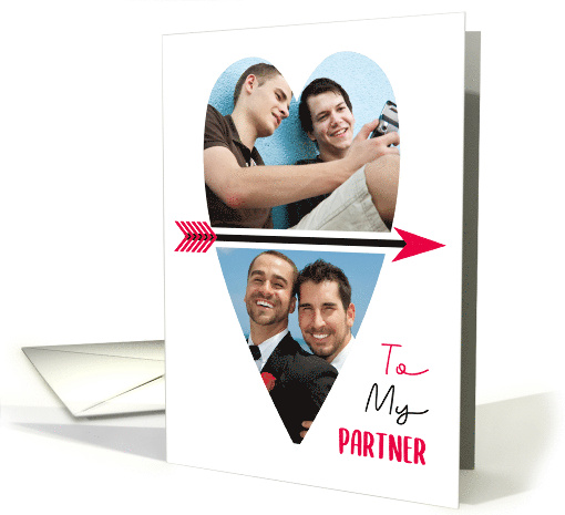 Partner Custom Photo Valentine Red Arrow And Heart card (1755092)