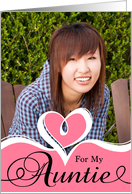 Aunt Custom Photo Calligraphic Heart Valentine card