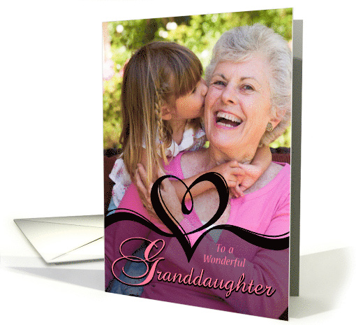 Granddaughter Custom Photo Calligraphic Heart Valentine card (1755306)