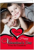 Nana From Grandkids Custom Photo Calligraphic Heart Valentine card