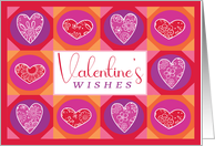 Floral Lace Hearts Geometric Border Valentine Wishes card