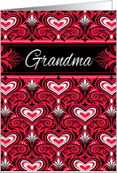 Grandma Valentine Red Heart Brocade card