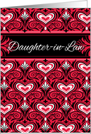 Daughter-in-Law Valentine Red Heart Brocade card