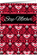 Step Mother Valentine Red Heart Brocade card