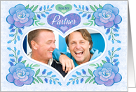 Partner Custom Photo Happy Valentine’s Day Blue Roses And Hearts card