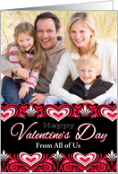 From All of Us Custom Photo Happy Valentine’s Day Brocade Hearts card