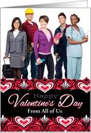 Business From All of Us Custom Photo Valentine’s Day Brocade Hearts card