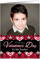 Teacher Custom Photo Valentine’s Day Brocade Hearts card