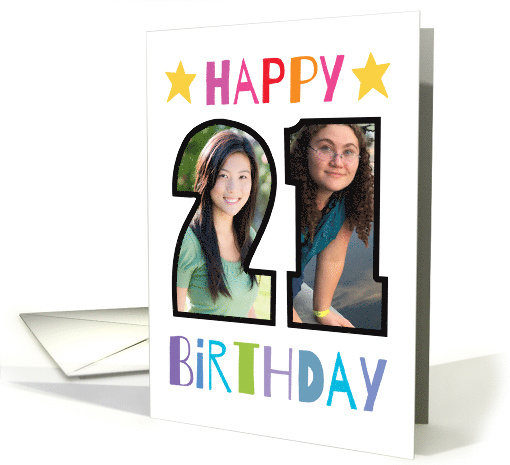 21st Birthday Age Custom Photo typography card (1758734)